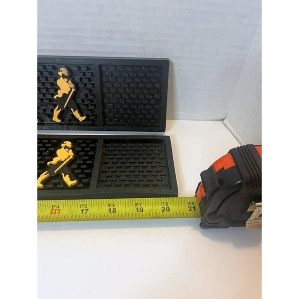 2 Johnnie Walker Whiskey 2008 Drip Runner Rubber Bar Rail Mat 20.5 x 3.5 Inches